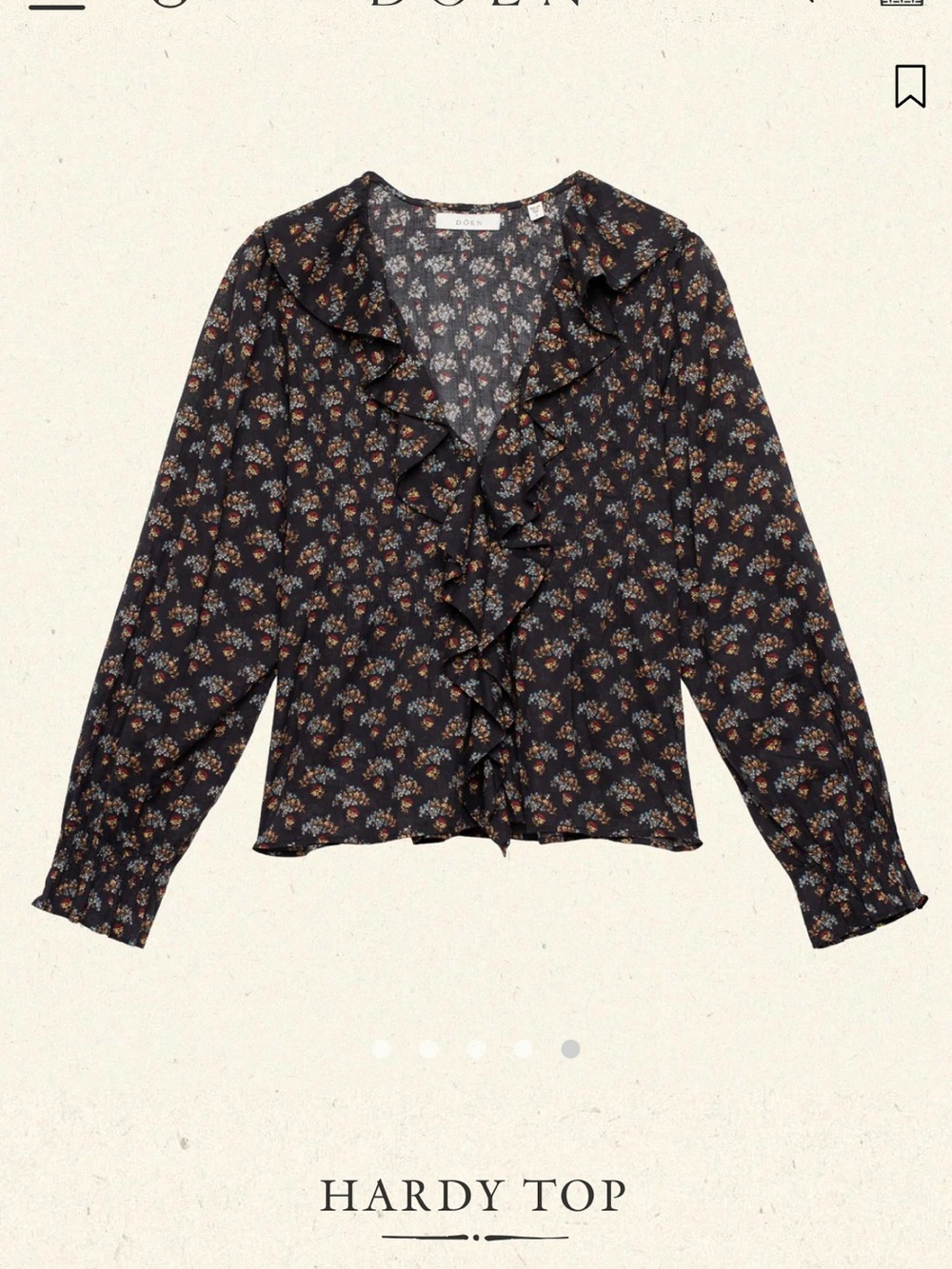 Doen Hardy Top - Black with Rust and Cream Floral